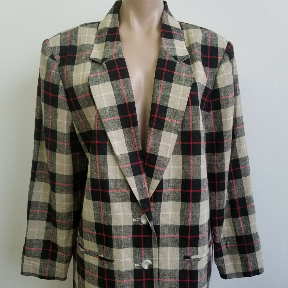 Vintage Scottish Plaid Long Blazer Jacket SZ 16